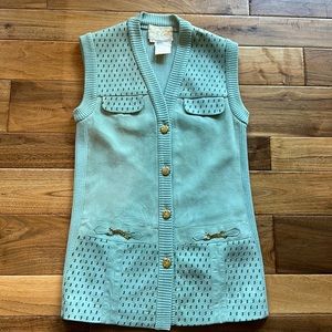 Vtg 70s Di Costa suede cardigan vest.